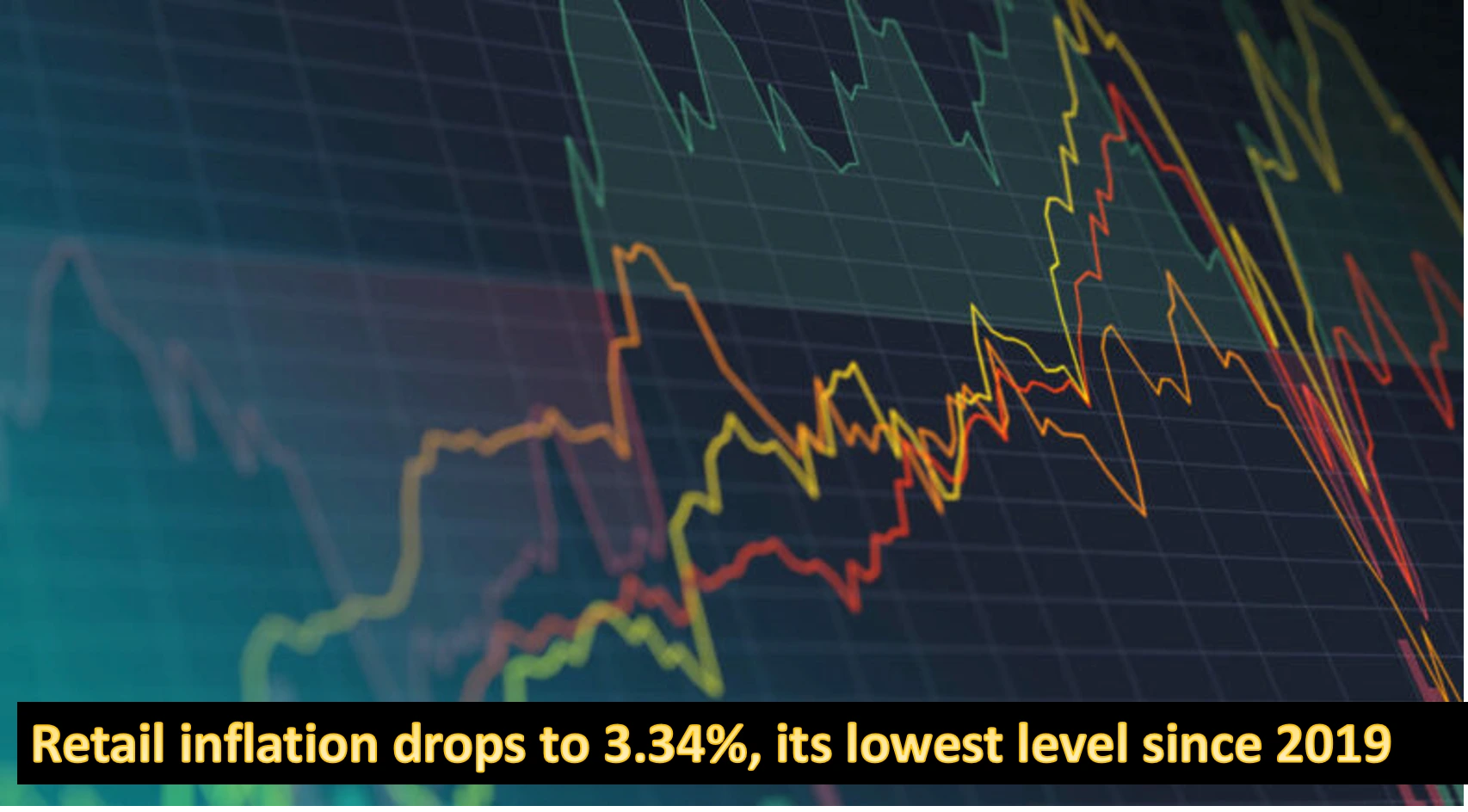 Retail inflation drops to 3.34%, its lowest level since 2019.